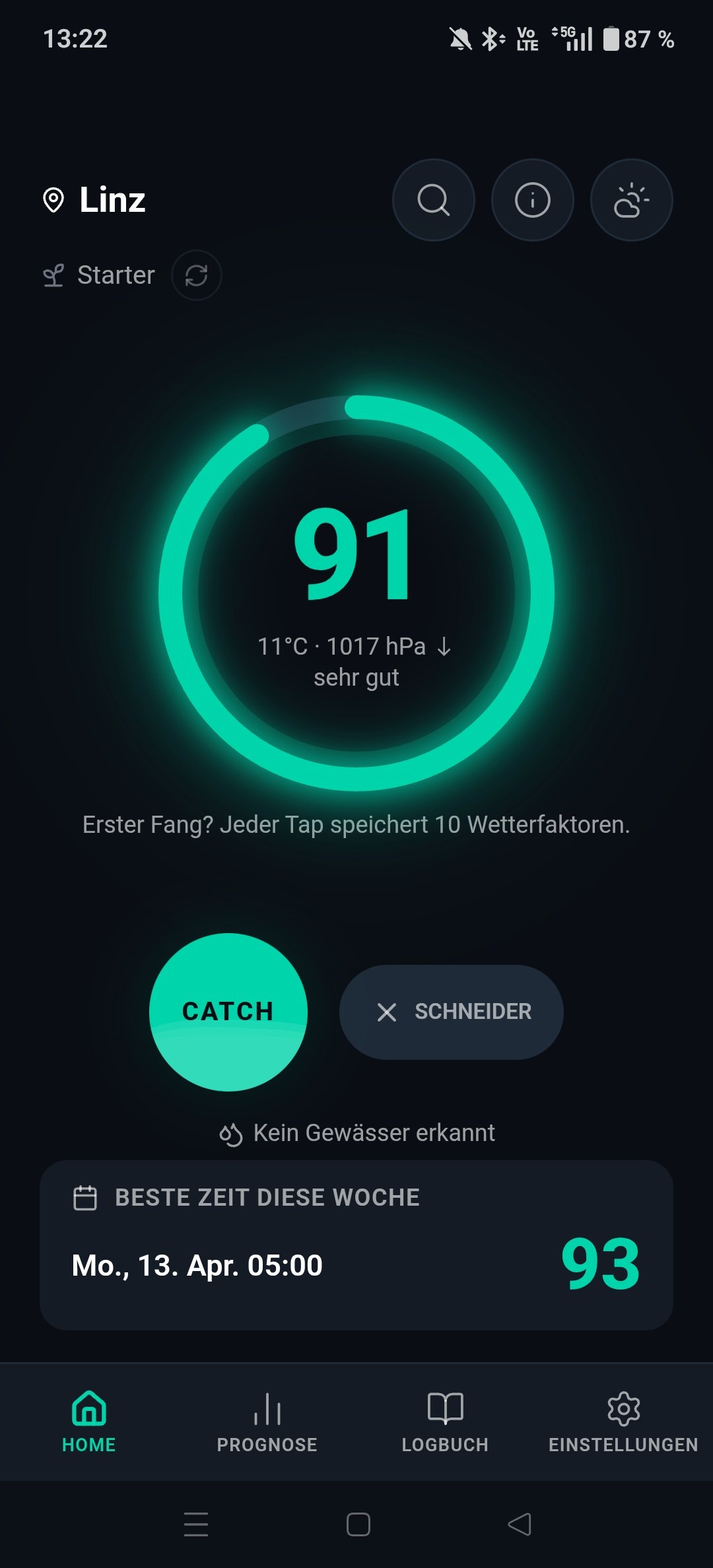 Catchy Home Screen mit Score 91